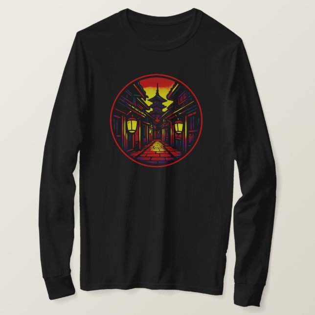 Mystical Lantern Alley - Pagoda | BLACK ONLY T-Shirt (Design Front)