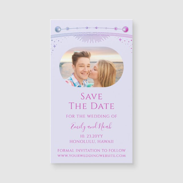 Mystical Lavender Pink Celestial Wedding Photo (Front)