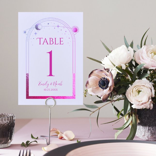 Mystical Lavender Pink Sun Moon Astronomy Wedding Table Number (Creator Uploaded)
