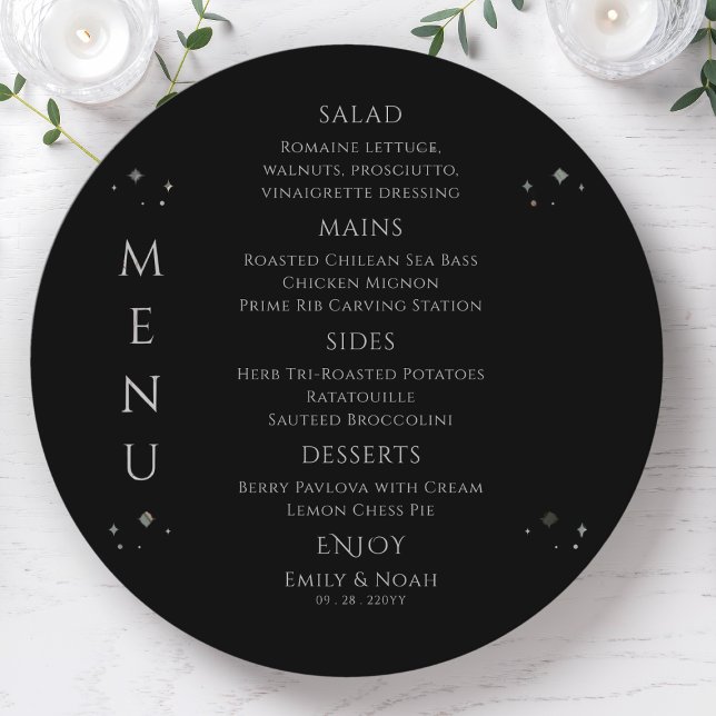 Mystical Lavender Pink Sun Moon Space Wedding Menu (Creator Uploaded)