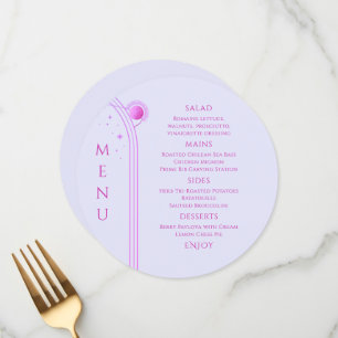 Mystical Lavender Pink Sun Moon Space Wedding Menu