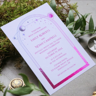 Mystical Lavender Pink Sun Moon Star Space Invitation