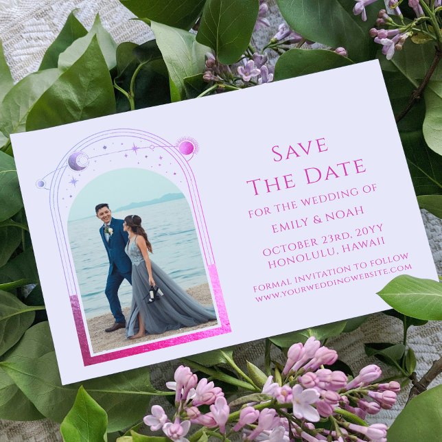 Mystical Lavender Pink Sun Moon Star Space Save The Date (Creator Uploaded)