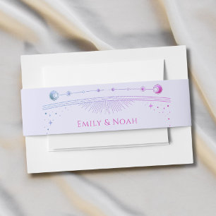 Mystical Lavender Pink Sun Moon Stars Wedding Invitation Belly Band