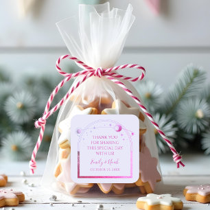 Mystical Lavender Pink Sun Moon Stars Wedding Square Sticker