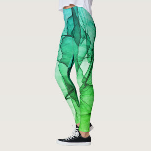 Mystical Layer of Chiffon Scarves Green Leggings