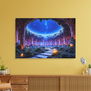 Mystical levitating trees in a surreal garden canvas print