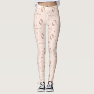 Mystical Libra Zodiac Pattern in Brown & Burgundy Leggings