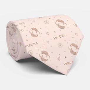 Mystical Libra Zodiac Pattern in Brown & Burgundy Tie