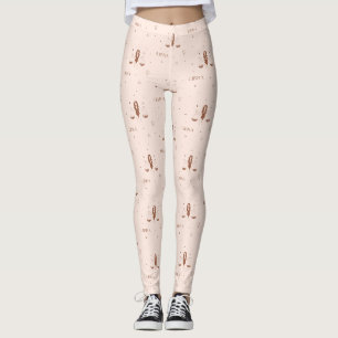 Mystical Libra Zodiac Pattern in Pink and Brown Leggings