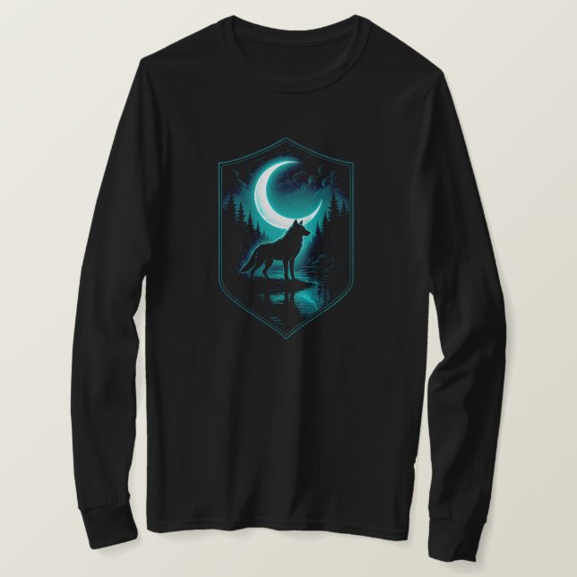 Mystical Lone Wolf by Moonlit River | BLACK ONLY T-Shirt (Design Front)