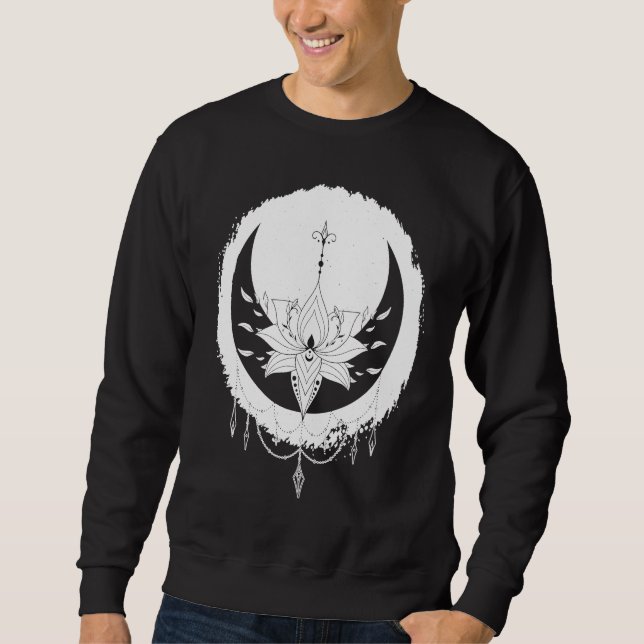 Mystical Lotus  Astrological Celestial Crescent Mo Sweatshirt (Front)