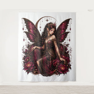 Mystical Lotus Fairy Art Tapestry