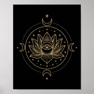 Mystical Lotus Foresight Meditation Tee Spiritual  Poster