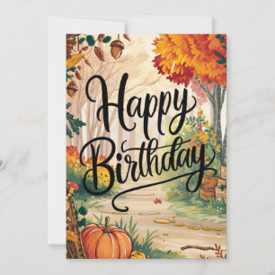 Mystical Lovely Cosy Autumn Fall Happy Birthday Card