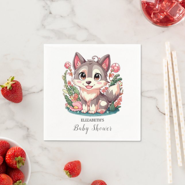 Mystical Lovely Wolf Baby Shower Napkin (Insitu)