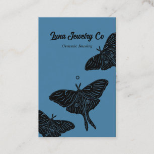 Mystical Luna Moth Jewelry Pin Business Card Blue