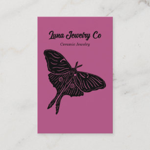 Mystical Luna Moth Jewelry Pin Business Card Pink