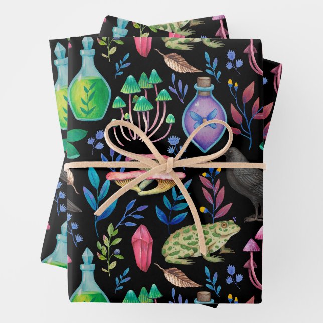 Mystical Magic and Witchcraft Nature Elements  Wrapping Paper Sheet (In situ)