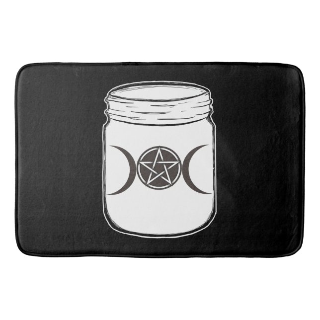 Mystical Magic Moons Triple Goddess Mason Jar Bath Mat (Front)