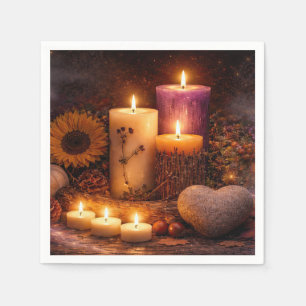 Mystical Magical Candles Heart Rock Napkin