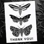 Mystical Magical Moths Black and White THANK YOU Postcard<br><div class="desc">Change the text,  font and colours of this customisable postcard. Hand drawn by me for you. Check my shop for more card designs or let me know if you'd like something custom!</div>