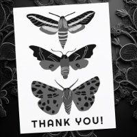 Mystical Magical Moths Black and White THANK YOU