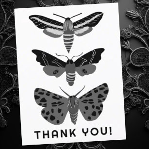 Mystical Magical Moths Black and White THANK YOU Postcard