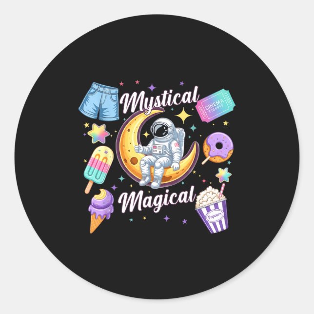 Mystical Magical Retro Aesthetic Space Men Women K Classic Round Sticker (Front)