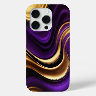 Mystical Marble: Gold & Purple Fusion iPhone 15 Pro Case
