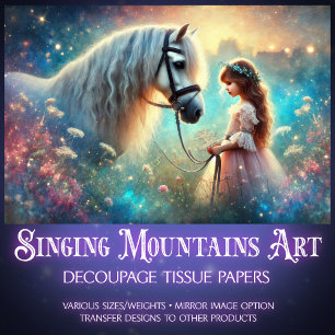 Mystical Meadow Horse and Girl Decoupage  Tissue Paper