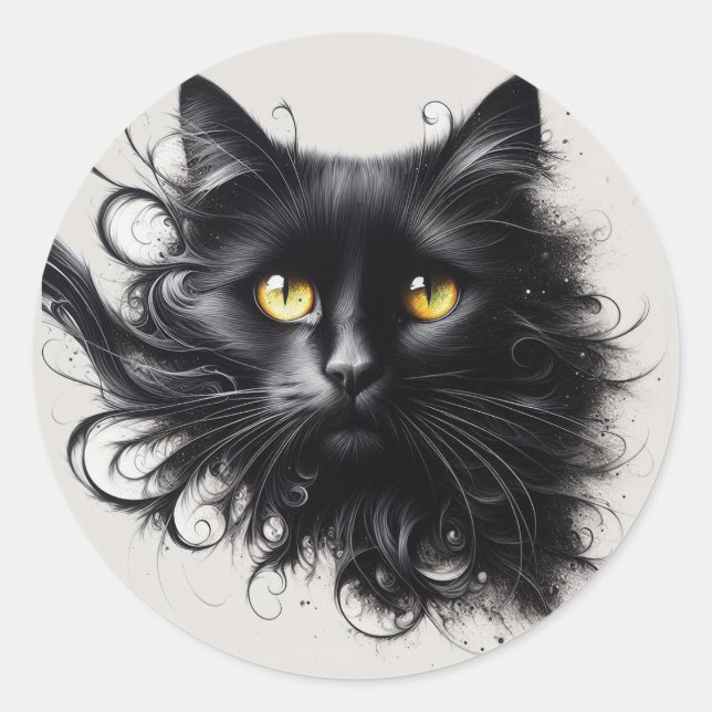 Mystical Meow Classic Round Sticker (Front)