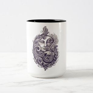 Mystical Mermaid Ocean Art Two-Tone Coffee Mug