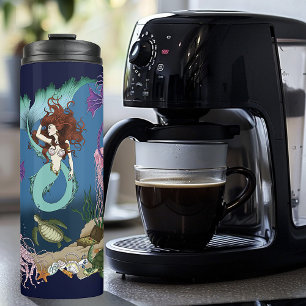 Mystical Mermaid Ocean Fantasy Blue Sea-Life Thermal Tumbler
