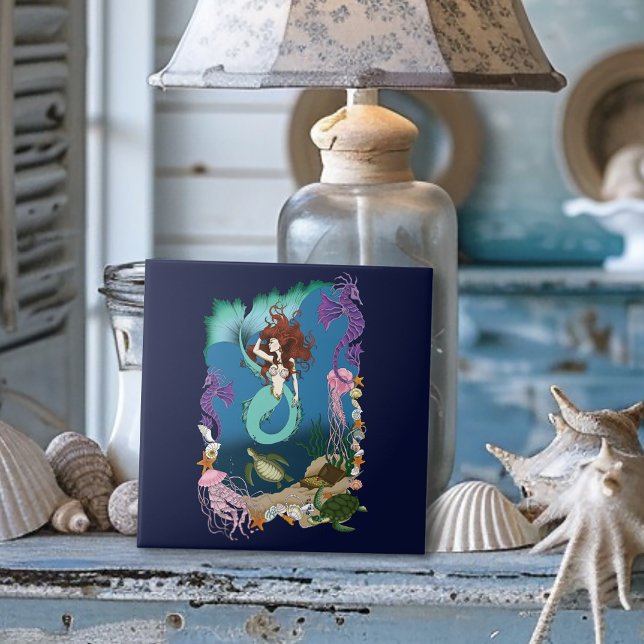 Mystical Mermaid Ocean Fantasy Blue Sea-Life Tile (Creator Uploaded)