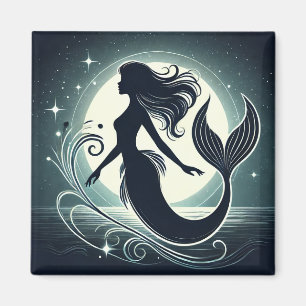 Mystical Mermaid Silhouette Magnet