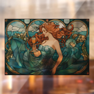 Mystical Mermaid Stained Glass Window Cling