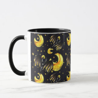 Mystical Moon and Bat Pattern Mug