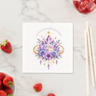Mystical Moon and Crystals Birthday Party Napkin