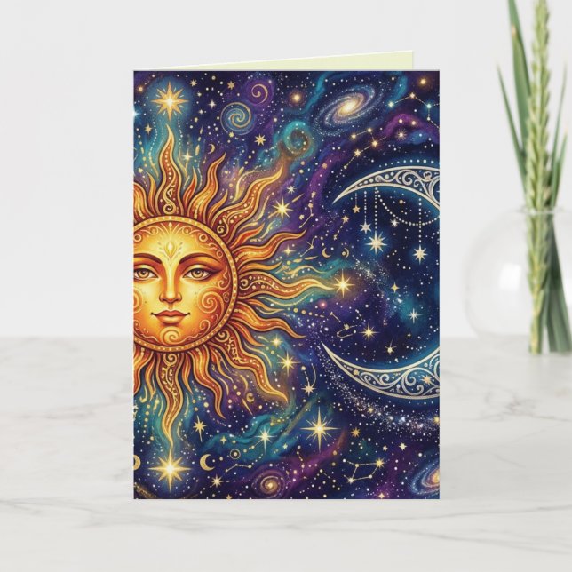 Mystical Moon and Sun Blank Art Card (Front)