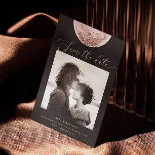 Mystical Moon   Elegant Black Cosmic Photo Wedding Save The Date