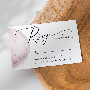 Mystical moon. Elegant delicate script wedding RSVP Card