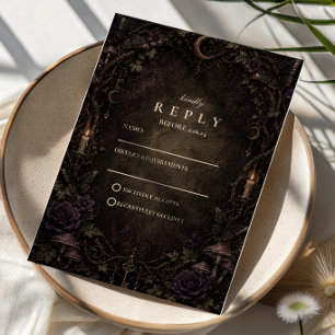Mystical Moon Goth Forest Wedding RSVP Card