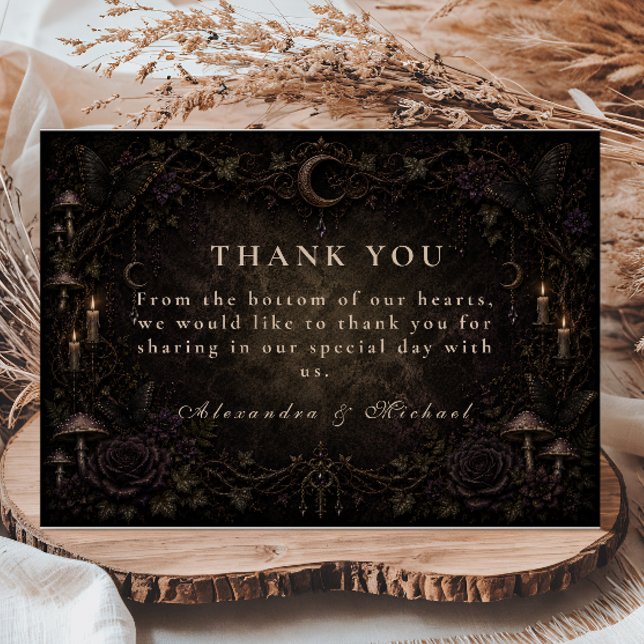 Mystical Moon Goth Forest Wedding Thank You Card (Creator Uploaded)