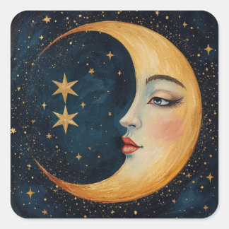 Mystical Moon Magic — Enchanting Celestial Square Sticker
