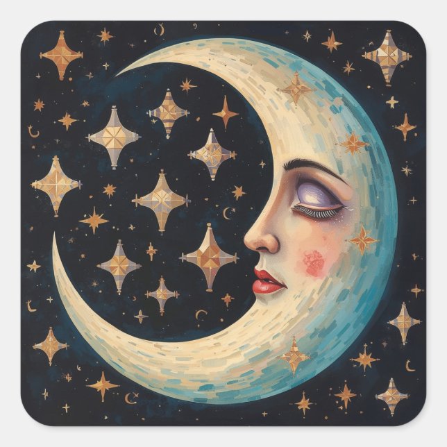 🌙✨ Mystical Moon Magic — Enchanting Celestial  Square Sticker (Front)