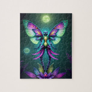 Mystical Moonlit Fairy in a Enchanted Garden Jigsaw Puzzle