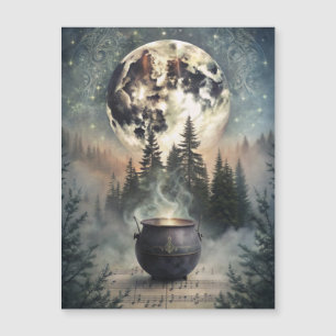 Mystical Moonlit Forest Cauldron -Witchy Magic Art
