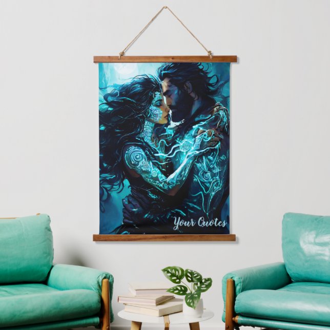 Mystical Moonlit Lovers Fantasy Romance Hanging Tapestry (Living Room)
