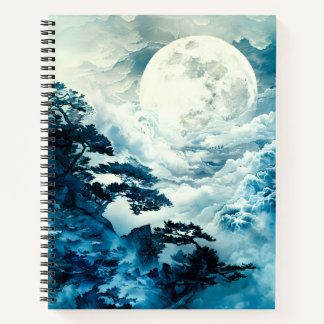 Mystical Moonlit Mountain Landscape Notebook